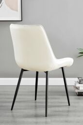 FurnitureboxUK Set of 2 Pesaro Luxury Velvet Dining Chairs With Diamond Stitched Back & Black Metal Legs in Cream - thumbnail 3