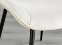 FurnitureboxUK Set of 2 Pesaro Luxury Velvet Dining Chairs With Diamond Stitched Back & Black Metal Legs in Cream - thumbnail 8