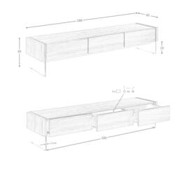 Angel Cerda Walnut TV Stand with Tempered Glass Legs & 3 in Brown - thumbnail 8