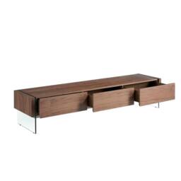 Angel Cerda Walnut TV Stand with Tempered Glass Legs & 3 in Brown - thumbnail 6