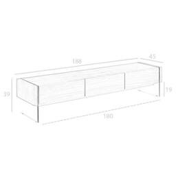 Angel Cerda Walnut TV Stand with Tempered Glass Legs & 3 in Brown - thumbnail 7