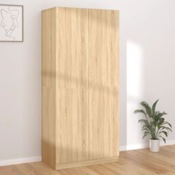 Berkfield Home Wardrobe Sonoma Oak 90x52x200 cm Engineered Wood in Brown - Size: 90 x 52 x 200 cm - thumbnail 1