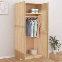 Berkfield Home Wardrobe Sonoma Oak 90x52x200 cm Engineered Wood in Brown - Size: 90 x 52 x 200 cm - thumbnail 3