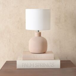 ValueLights Chelsea Natural Linen Shade Hand Finished Sandblast Ceramic Table Lamp in Cream - thumbnail 3