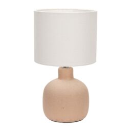 ValueLights Chelsea Natural Linen Shade Hand Finished Sandblast Ceramic Table Lamp in Cream - thumbnail 2