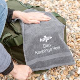 Duncan Stewart Personalised Embroidered Fishing Towel in Grey - thumbnail 1