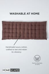 Homescapes Garden Bench Cushion Luxury 3 Seater Cotton Indoor Outdoor Pad, 143 x 48cm in Chocolate - Size: 143 x 48 cm - thumbnail 6