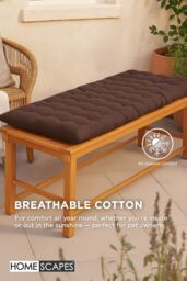 Homescapes Garden Bench Cushion Luxury 3 Seater Cotton Indoor Outdoor Pad, 143 x 48cm in Chocolate - Size: 143 x 48 cm - thumbnail 5