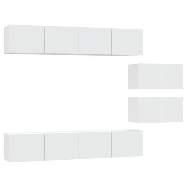 Berkfield Home 4 Piece TV Cabinet Set White Engineered Wood - image 1