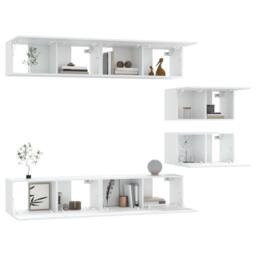 Berkfield Home 4 Piece TV Cabinet Set White Engineered Wood - thumbnail 7