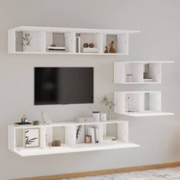 Berkfield Home 4 Piece TV Cabinet Set White Engineered Wood - thumbnail 6