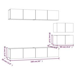 Berkfield Home 4 Piece TV Cabinet Set White Engineered Wood - thumbnail 9