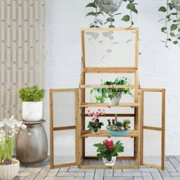 EONLION Mini Wooden Cold Frame Raised Flower Planter in Brown - Size: 100g - thumbnail 3