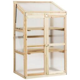 EONLION Mini Wooden Cold Frame Raised Flower Planter in Brown - Size: 100g