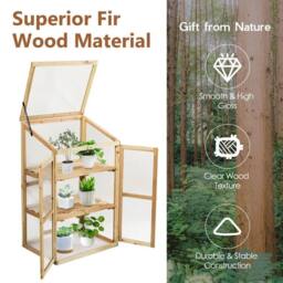 EONLION Mini Wooden Cold Frame Raised Flower Planter in Brown - Size: 100g - thumbnail 5