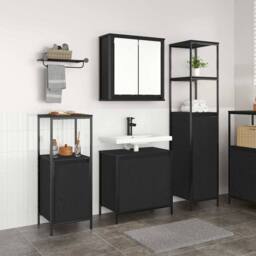 Berkfield Home 3 Piece Bathroom Furniture Set Black Oak Engineered Wood