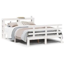 Berkfield Home Bed Frame with Headboard without Mattress White 120x190 cm Small Double - thumbnail 2