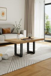Living and Home 40cm/15.75 inch 2Pcs Anti-Slip Black T-shaped Metal Table Legs Furniture Replacement Legs for Coffee Table, Bench - thumbnail 2