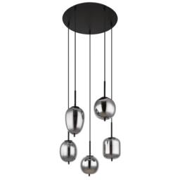 Netlighting Blacky Cluster Pendant Matt Black Smoke Glass Shade 5x E14 - thumbnail 2