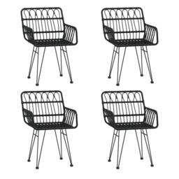 Berkfield Home Beautiful 5 Piece Garden Dining Set Black Poly Rattan - thumbnail 4