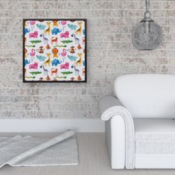 Warren Reed - Designer Hand Drawn Cartoon Animals Framed Canvas in Black - Size: w10 inch x h10 inch - thumbnail 2