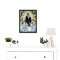 Artery8 William Adolphe Bouguereau Virgin With Angels Old Painting Artwork Framed Wall Art Print A4 in Black - thumbnail 2