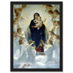Artery8 William Adolphe Bouguereau Virgin With Angels Old Painting Artwork Framed Wall Art Print A4 in Black - thumbnail 1