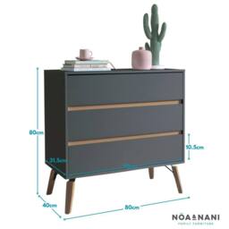 Nöa and Nani Otto Chest of Drawers Wide 3 Drawer in Grey - thumbnail 7