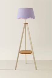 ValueLights Morrigan Painted Cream Tripod Floor Lamp with Scalloped Shade & Bulb in Lilac - thumbnail 3