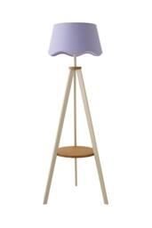 ValueLights Morrigan Painted Cream Tripod Floor Lamp with Scalloped Shade & Bulb in Lilac - thumbnail 6