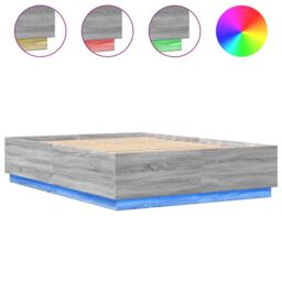 Berkfield Home Bed Frame with LED without Mattress Grey Sonoma 120x200 cm - Size: Small Double - thumbnail 2