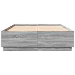 Berkfield Home Bed Frame with LED without Mattress Grey Sonoma 120x200 cm - Size: Small Double - thumbnail 6