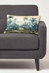 Homescapes Palm Sepia Boudoir Cushion 30 x 50 cm Tropical in Blue - Size: 30 cm x 50 cm - thumbnail 2