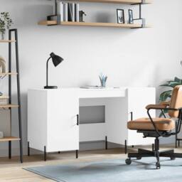 Berkfield Home Desk White 140x50x75 cm Engineered Wood - Size: 140 x 50 x 75 cm - thumbnail 2