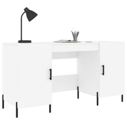 Berkfield Home Desk White 140x50x75 cm Engineered Wood - Size: 140 x 50 x 75 cm - thumbnail 3