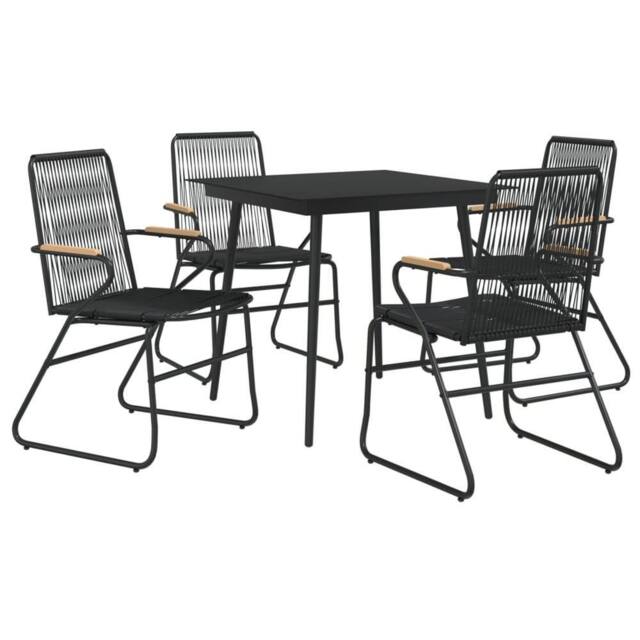 Berkfield Home Beautiful 5 Piece Garden Dining Set Black PVC Rattan - image 1