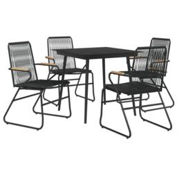 Berkfield Home Beautiful 5 Piece Garden Dining Set Black PVC Rattan - thumbnail 1