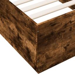 Berkfield Home Bed Frame with LED without Mattress Smoked Oak 90x190 cm Single in Brown - thumbnail 9