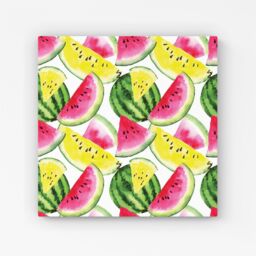 "Warren Reed - Designer Colourful Melon Pattern Canvas in Yellow - Size: W30"" x H30""" - thumbnail 1