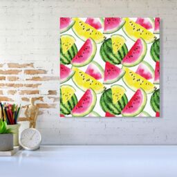 "Warren Reed - Designer Colourful Melon Pattern Canvas in Yellow - Size: W30"" x H30""" - thumbnail 2