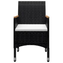 Berkfield Home Elegant 9 Piece Garden Dining Set Poly Rattan & Tempered Glass Black - thumbnail 5