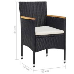 Berkfield Home Elegant 9 Piece Garden Dining Set Poly Rattan & Tempered Glass Black - thumbnail 9