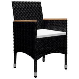 Berkfield Home Elegant 9 Piece Garden Dining Set Poly Rattan & Tempered Glass Black - thumbnail 4