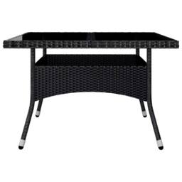 Berkfield Home Elegant 9 Piece Garden Dining Set Poly Rattan & Tempered Glass Black - thumbnail 8