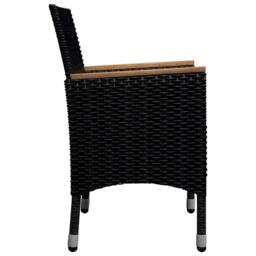 Berkfield Home Elegant 9 Piece Garden Dining Set Poly Rattan & Tempered Glass Black - thumbnail 6