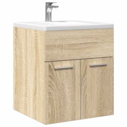 Berkfield Home Bathroom Sink Cabinet Sonoma Oak 41x38.5x46 cm Engineered Wood in Brown - thumbnail 1