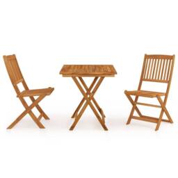 Berkfield Home Sturdy 3 Piece Folding Garden Dining Set Solid Acacia Wood in Brown - thumbnail 3