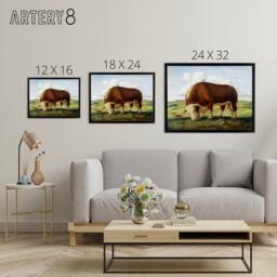 "Artery8 John S Curry Ajax Hereford Bull & Birds Framed Canvas Wall Art Print - Size: W12"" x H16""" - thumbnail 4
