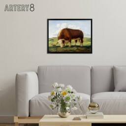 "Artery8 John S Curry Ajax Hereford Bull & Birds Framed Canvas Wall Art Print - Size: W12"" x H16""" - thumbnail 3