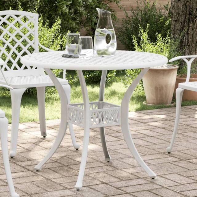 Berkfield Home Garden Table White √ò90x75 cm Cast Aluminium - Size: 90x75 cm - image 1